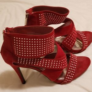 Red rhinestone heels